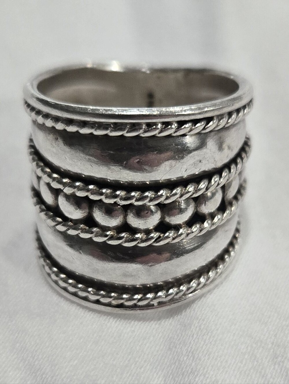 Vintage Silver Bali Ring with Rope Edge